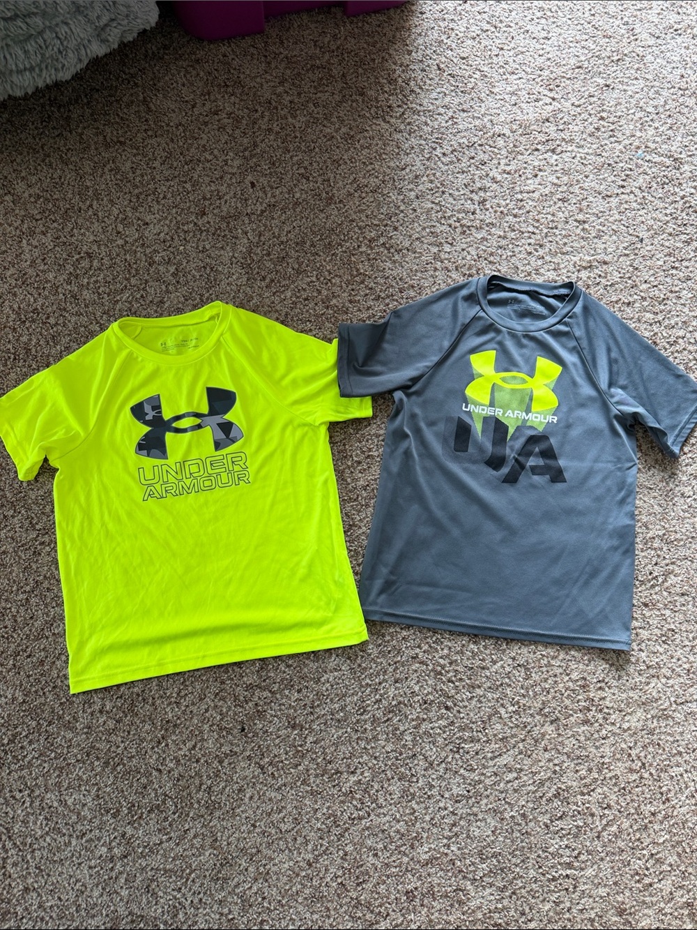 Under Armour Kids' Short-Sleeve Performance Tees in Neon Yellow and Gray